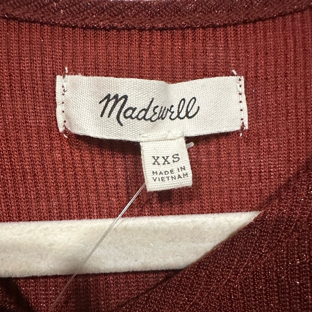 NWT Madewell Metallic Ruffle Tank Top Copper/Rust Shimmer XXS - Picture 6 of 6